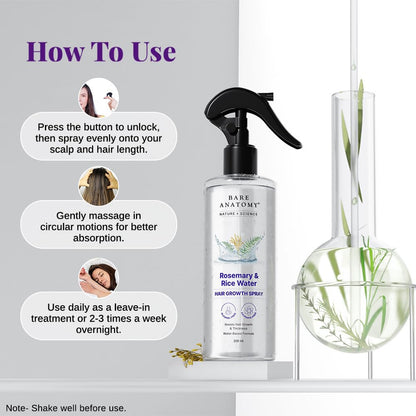 Bare Anatomy Nature x Science Fenugreek and Curry Leaves Hair Spray, 200ml - in use (18)