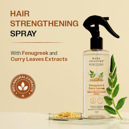 Bare Anatomy Nature x Science Fenugreek and Curry Leaves Hair Spray, 200ml - front view