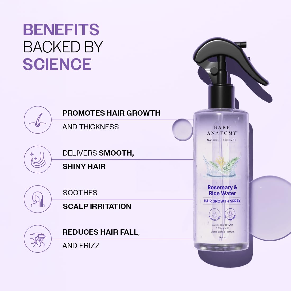 Bare Anatomy Nature x Science Fenugreek and Curry Leaves Hair Spray, 200ml - back view (29)