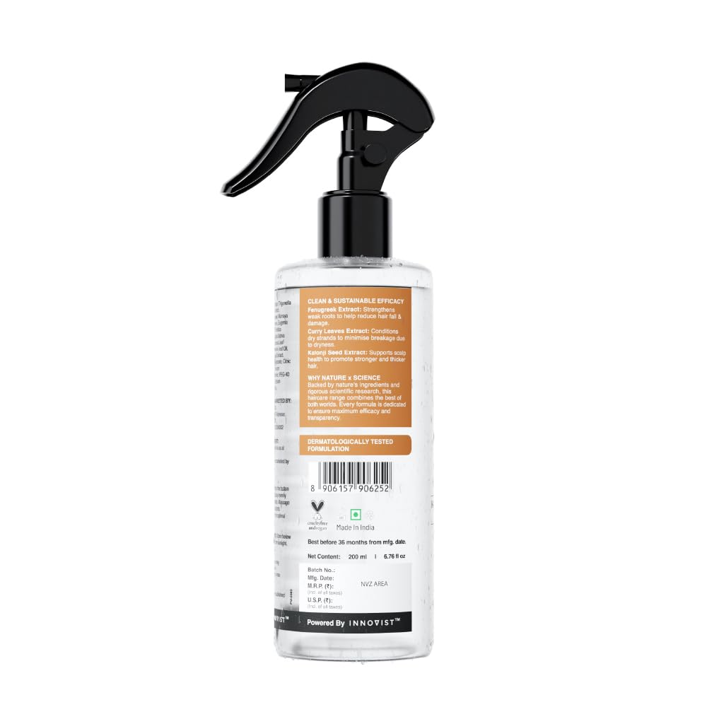 Bare Anatomy Nature x Science Fenugreek and Curry Leaves Hair Spray, 200ml - size and scale