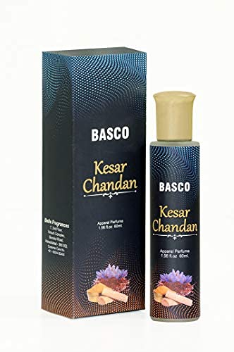 BASCO Kesar Chandan Perfume Spray, 60 ml, Unisex Saffron Sandalwood Fragrance
