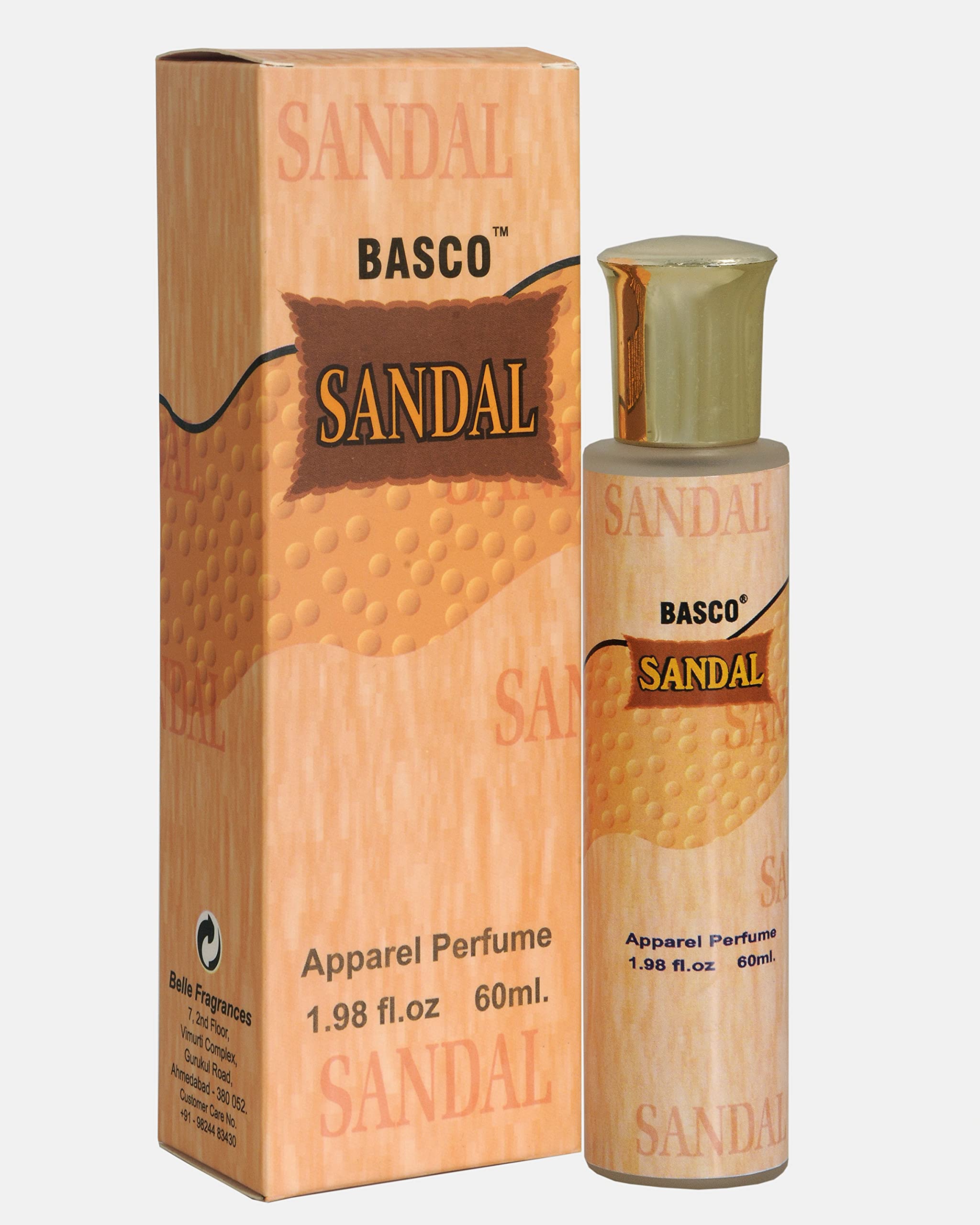 BASCO Kesar Chandan Perfume Spray, 60 ml, Unisex Saffron Sandalwood Fragrance - back view (7)