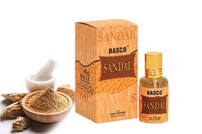 Basco Sandal Attar for Men and Women, 11ml, Non-Alcoholic Unisex Perfume with Sandalwood and Saffron Notes