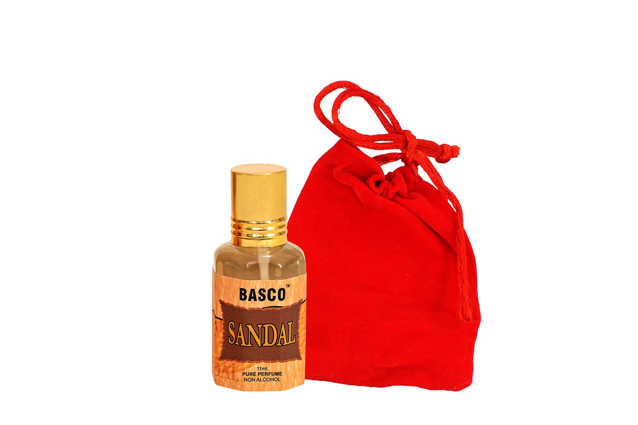 Basco Sandal Attar for Men and Women, 11ml, Non-Alcoholic Unisex Perfume with Sandalwood and Saffron Notes - packaging