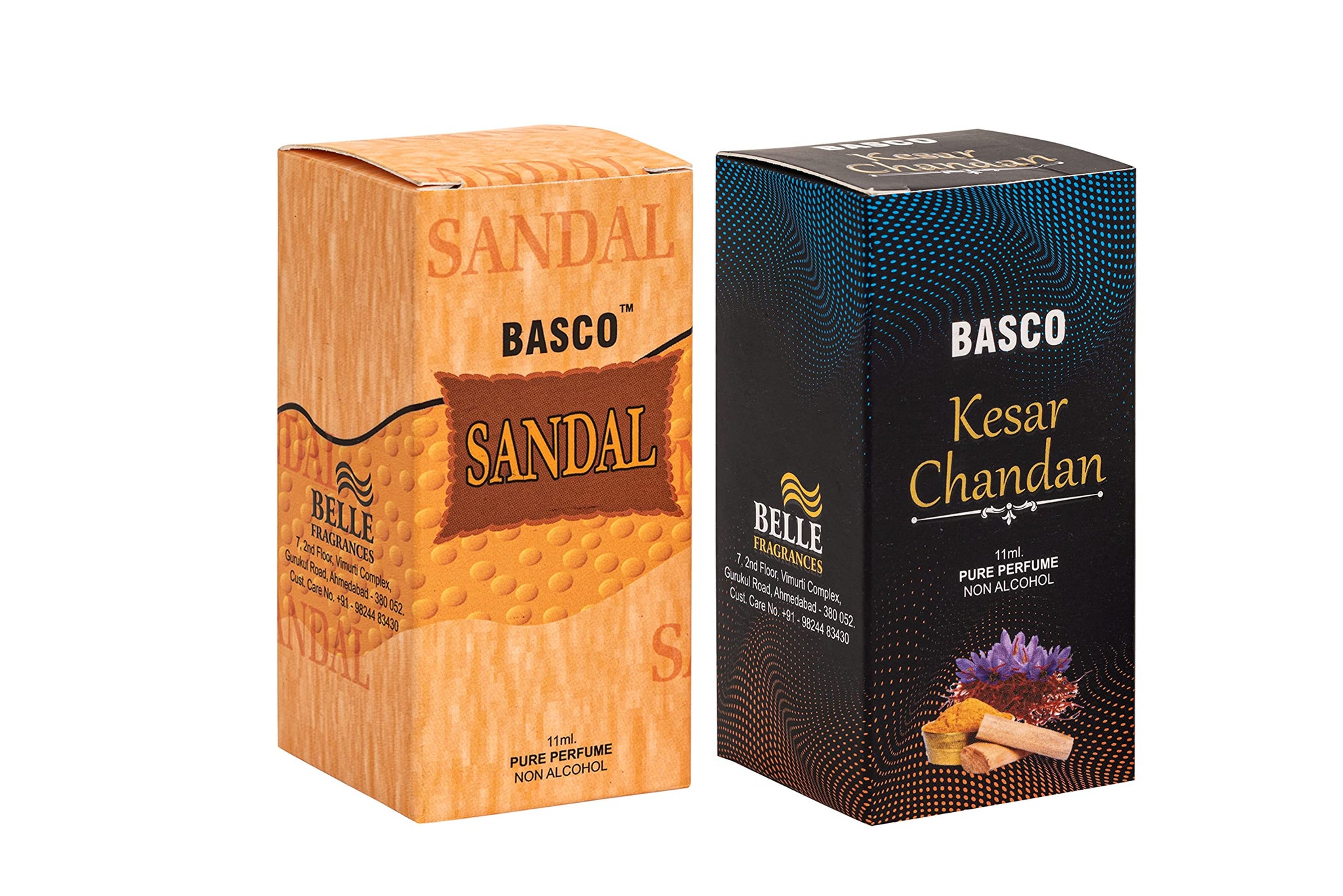 Basco Sandal Attar for Men and Women, 11ml, Non-Alcoholic Unisex Perfume with Sandalwood and Saffron Notes - label detail