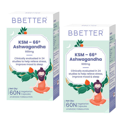 BBETTER KSM-66 Ashwagandha Capsules 600mg, 60 Veg Capsules, Lab Tested Herbal Supplement (10)
