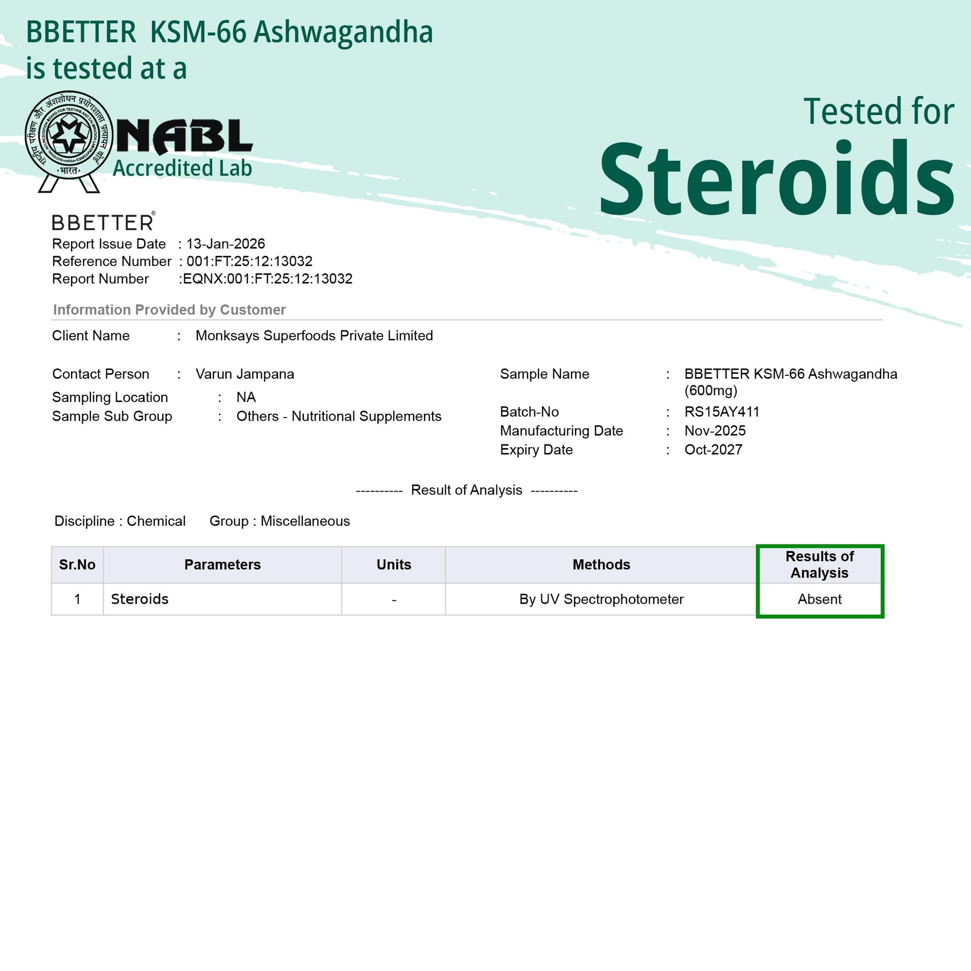 BBETTER KSM-66 Ashwagandha Capsules 600mg, 60 Veg Capsules, Lab Tested Herbal Supplement - size and scale