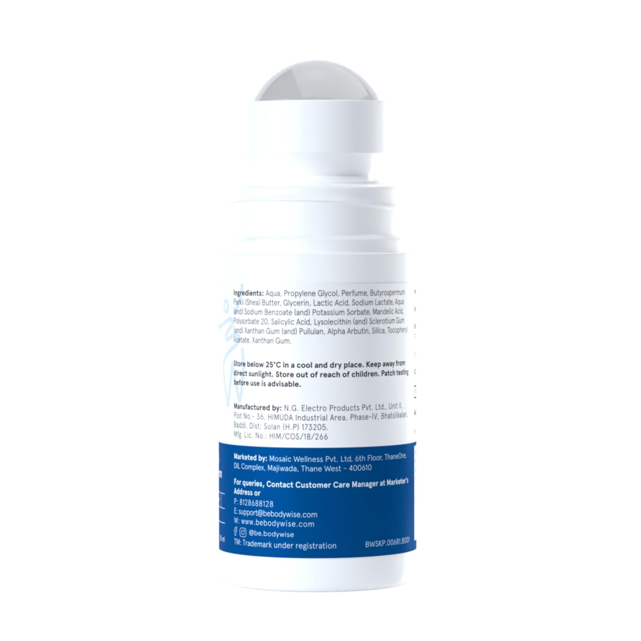 Be Bodywise 6% AHA BHA Underarm Roll-On, Exfoliating Deodorant, Alcohol & Aluminum Free - size and scale (36)