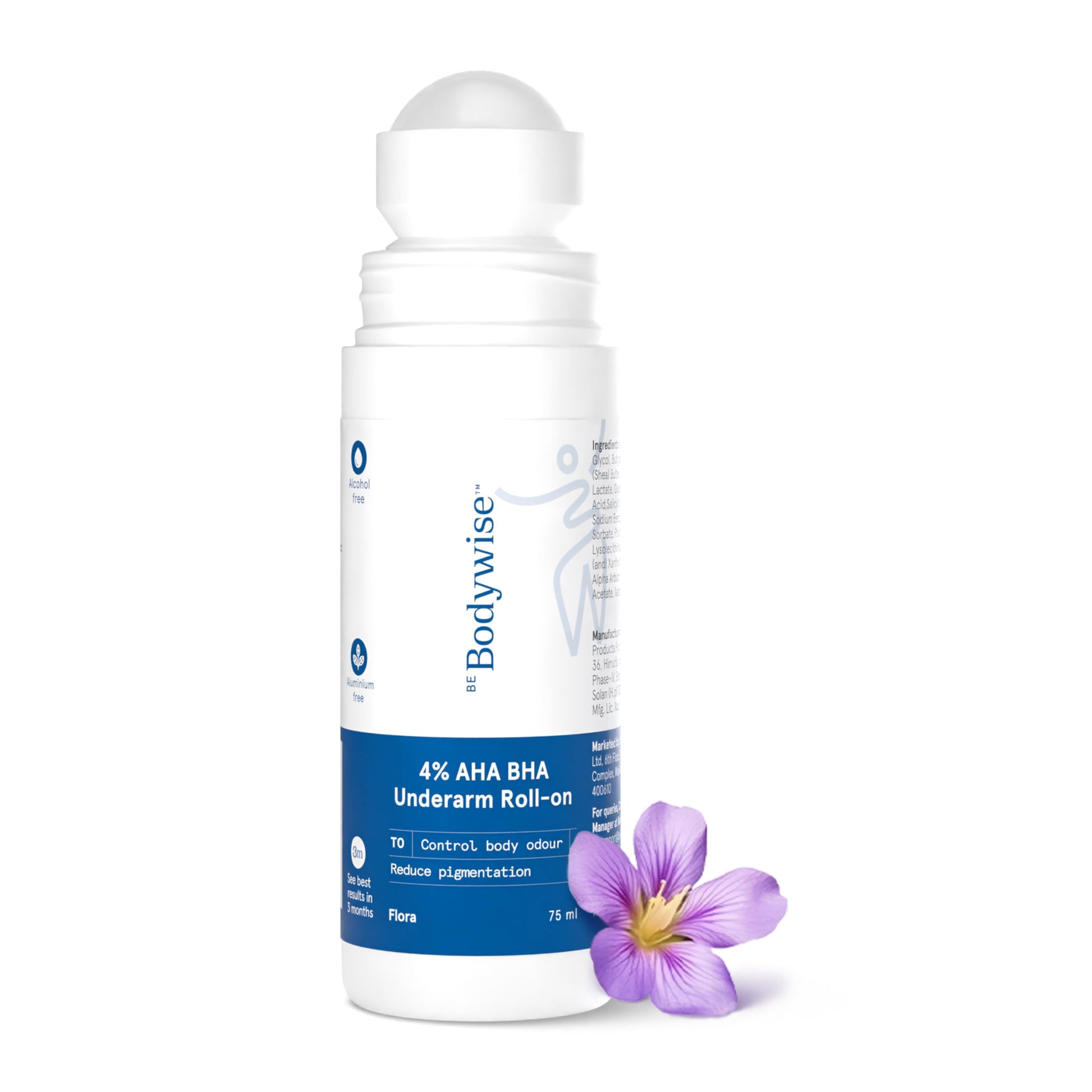 Be Bodywise 6% AHA BHA Underarm Roll-On, Exfoliating Deodorant, Alcohol & Aluminum Free (45)