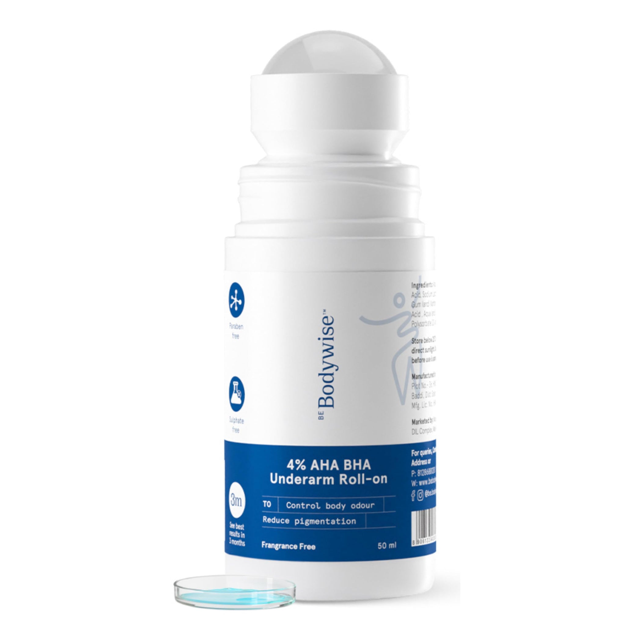 Be Bodywise 6% AHA BHA Underarm Roll-On, Exfoliating Deodorant, Alcohol & Aluminum Free (49)