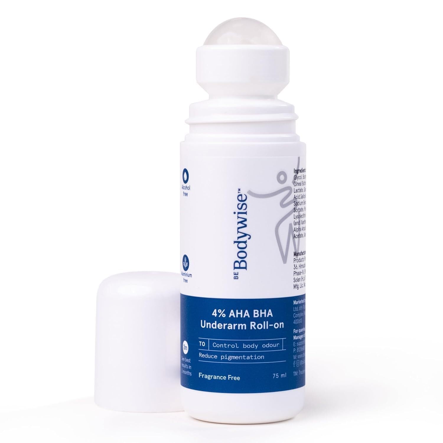 Be Bodywise 6% AHA BHA Underarm Roll-On, Exfoliating Deodorant, Alcohol & Aluminum Free (53)