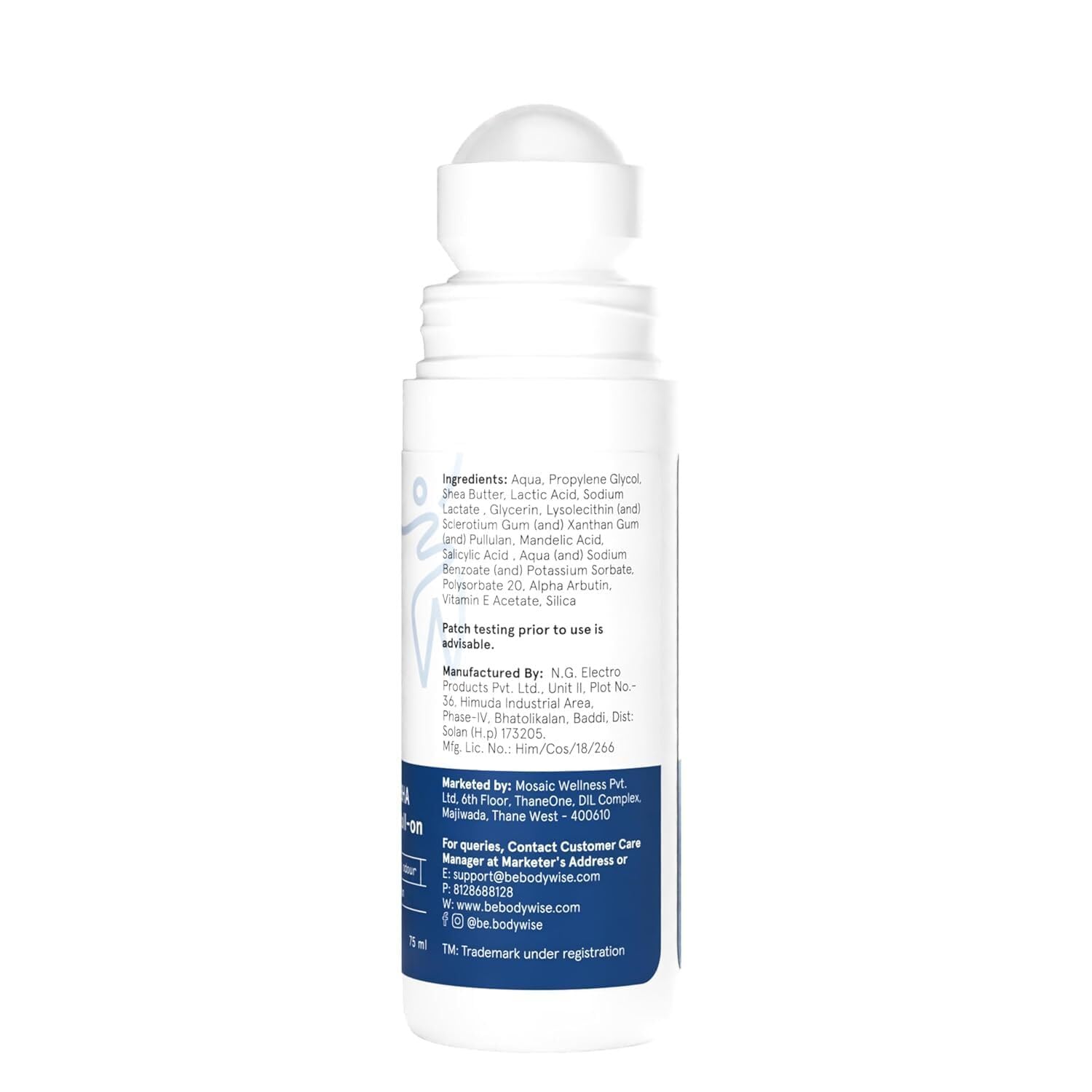 Be Bodywise 6% AHA BHA Underarm Roll-On, Exfoliating Deodorant, Alcohol & Aluminum Free - packaging (56)