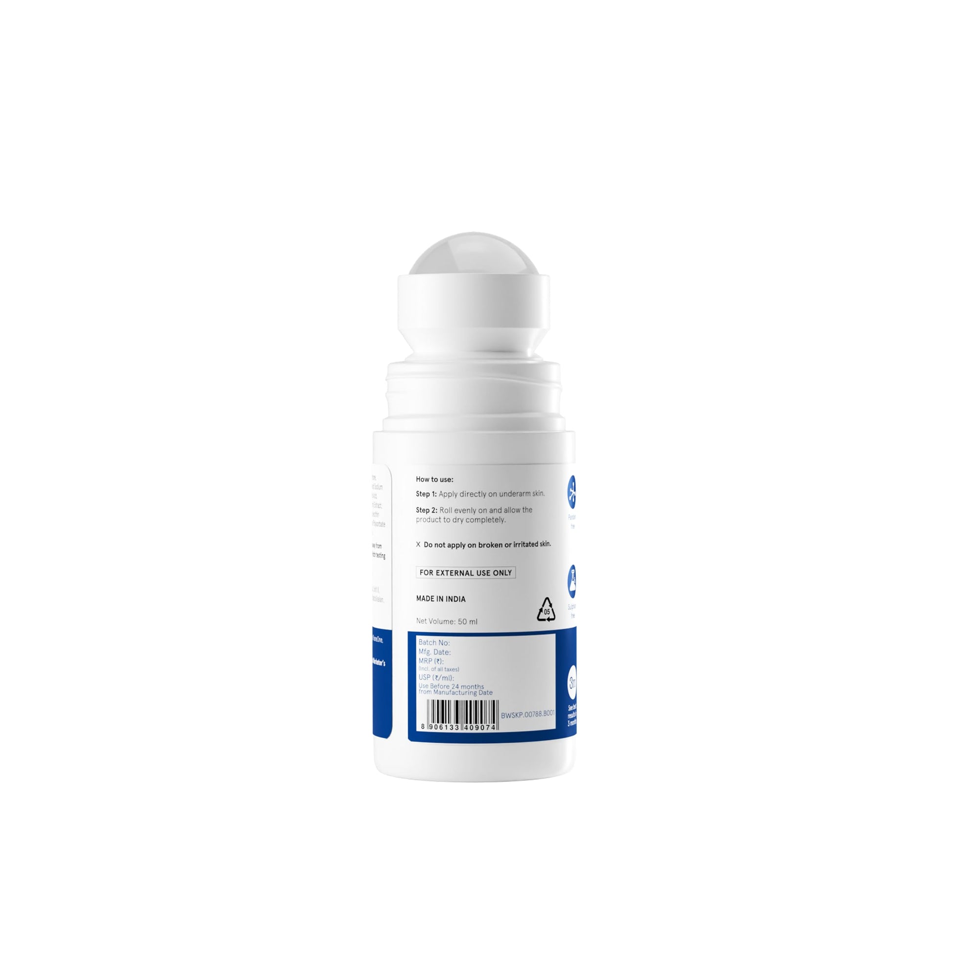 Be Bodywise 6% AHA BHA Underarm Roll-On, Exfoliating Deodorant, Alcohol & Aluminum Free - size and scale