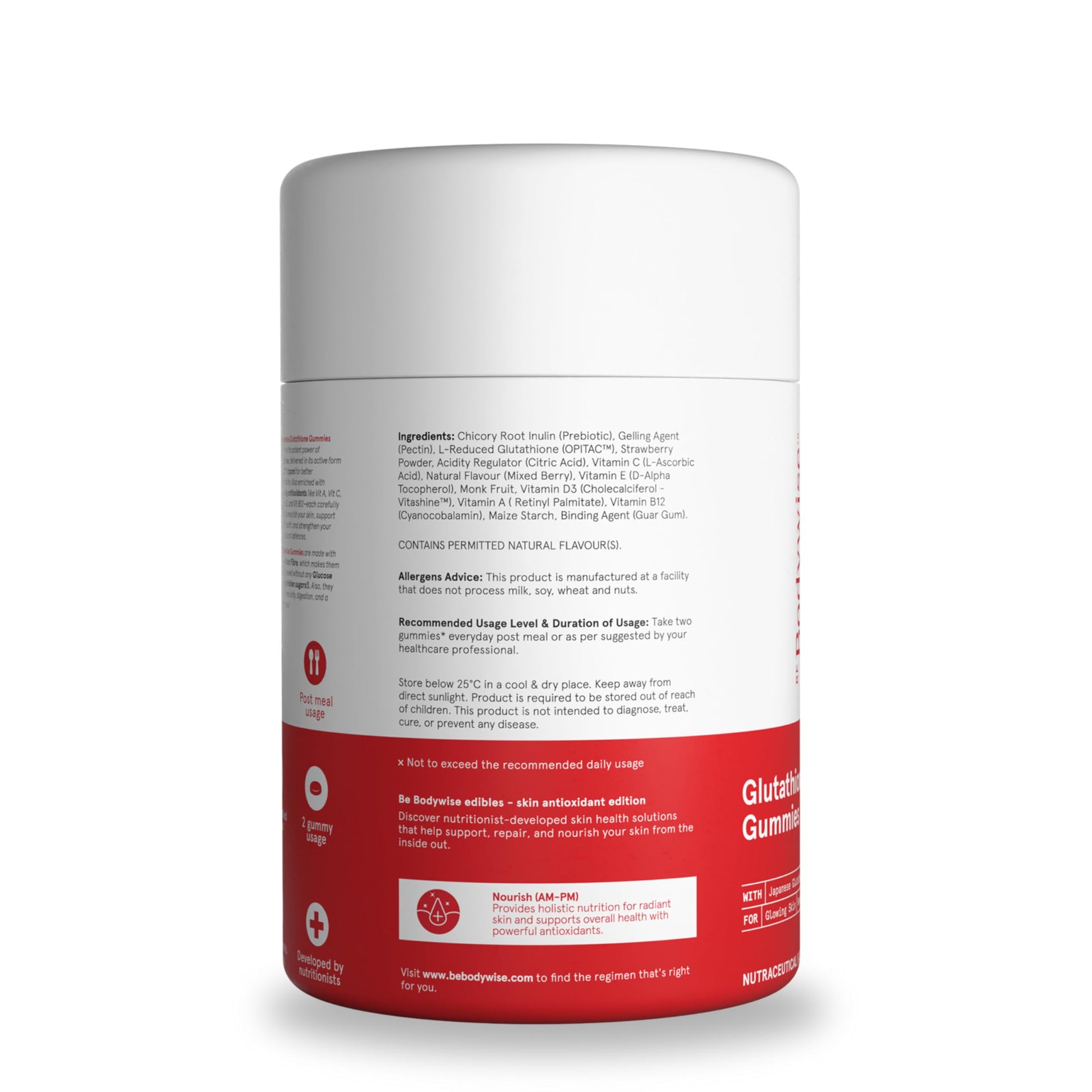 Be Bodywise Glutathione Gummies Dietary Supplement with OPITAC L-Glutathione, Vitamins C E A B-Complex and Lycopene for Adult