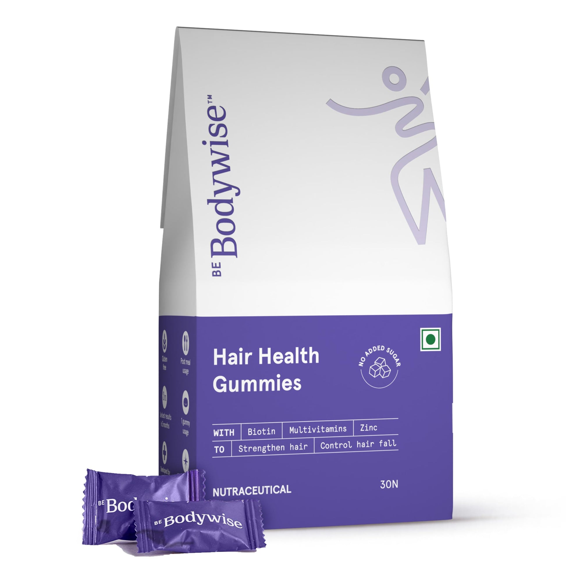 Be Bodywise Hair Supplement Pack with Biotin Gummies and Rosemary Roll-On Serum, Adult, Strawberry Flavor (10)