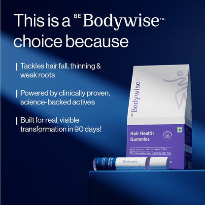 Be Bodywise Hair Supplement Pack with Biotin Gummies and Rosemary Roll-On Serum, Adult, Strawberry Flavor - front view