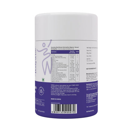 Be Bodywise Hair Supplement Pack with Biotin Gummies and Rosemary Roll-On Serum, Adult, Strawberry Flavor - ingredients panel