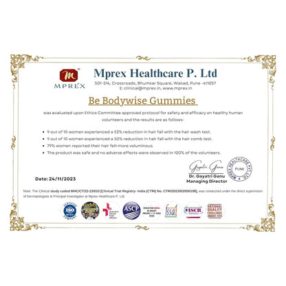 Be Bodywise Hair Supplement Pack with Biotin Gummies and Rosemary Roll-On Serum, Adult, Strawberry Flavor - close-up detail (