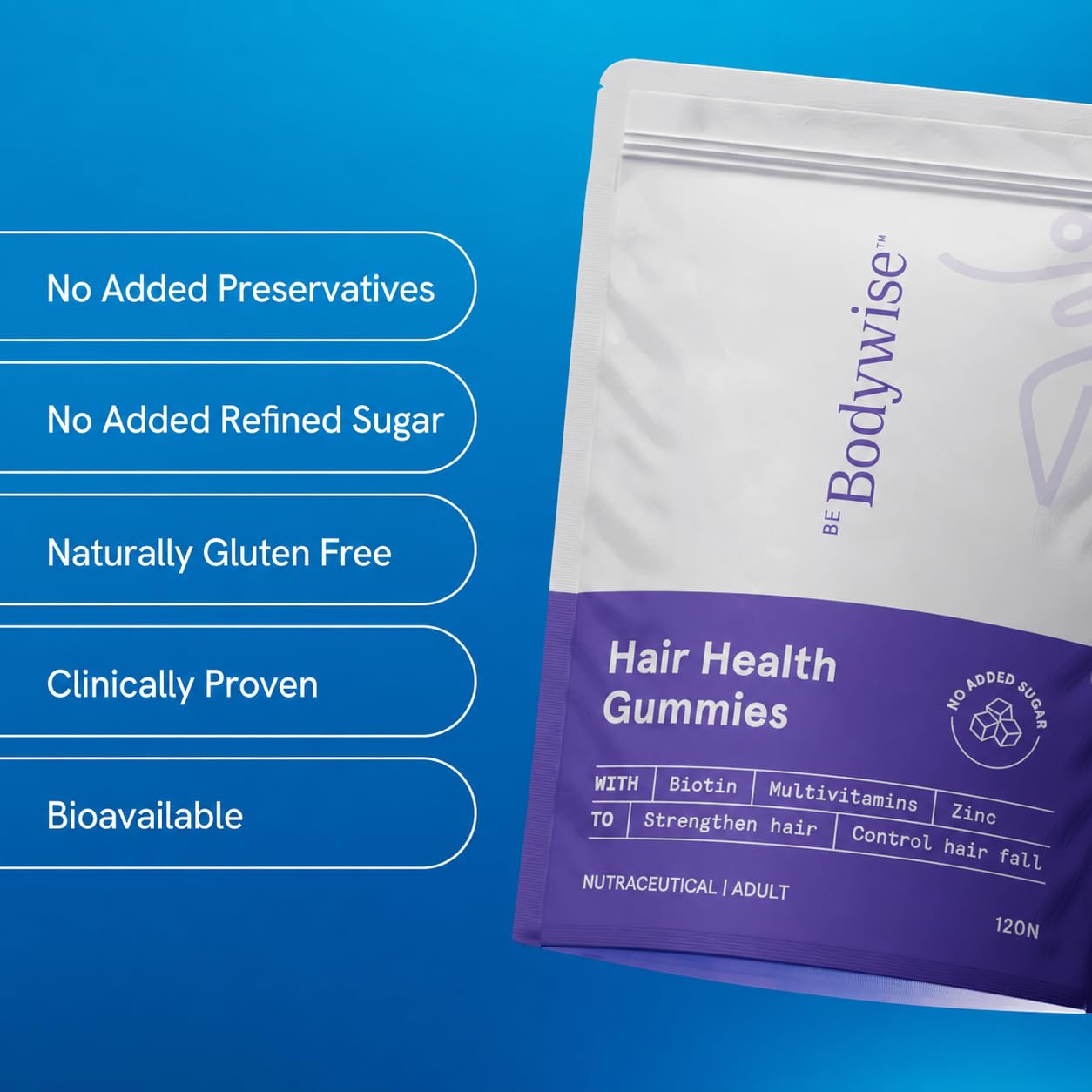 Be Bodywise Hair Supplement Pack with Biotin Gummies and Rosemary Roll-On Serum, Adult, Strawberry Flavor - in use (47)