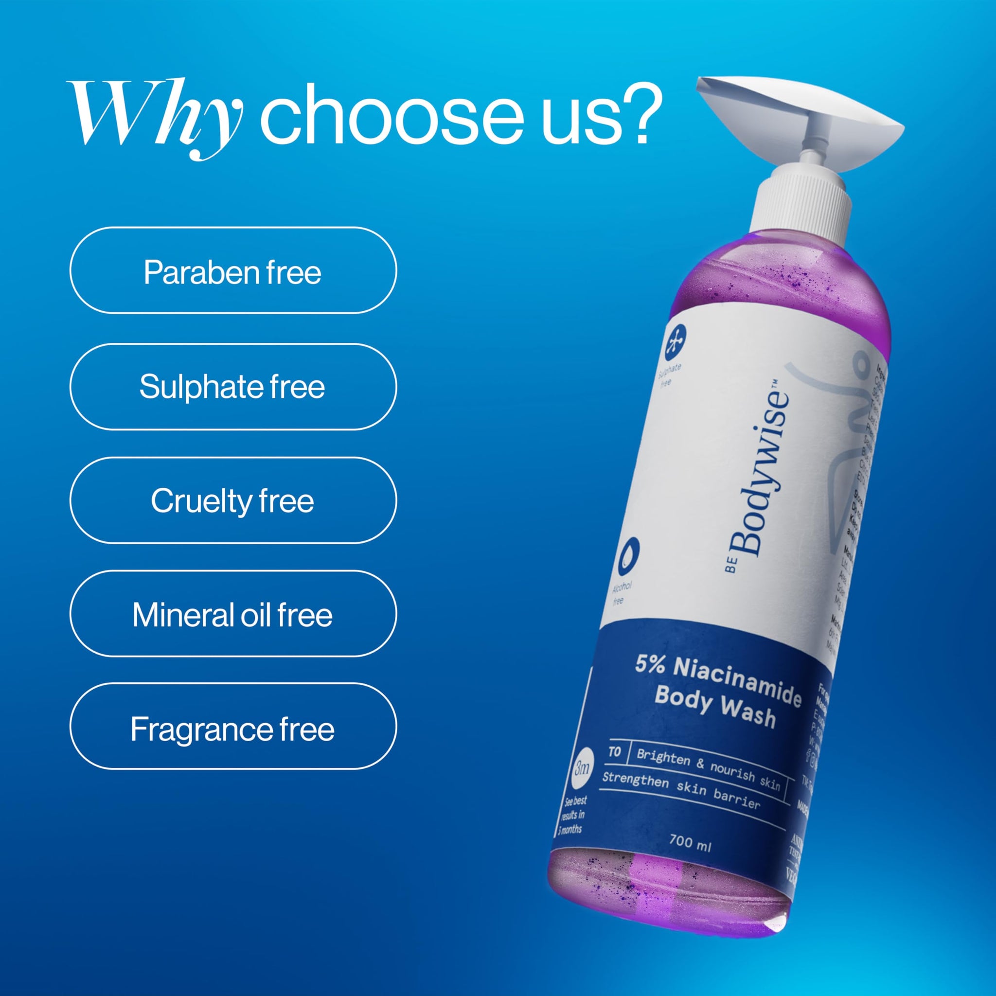 Be Bodywise Niacinamide Body Wash Gel with Aloe Vera, Vitamin B3 & E for Adults - ingredients panel (11)