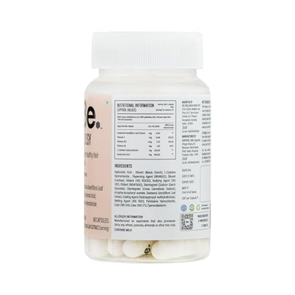 Be. Glossy Hair Supplements for Women, 60 Vegetarian Capsules, 30 Day Supply, with Biotin, Hyaluronic Acid, Vitamin E, B12, L