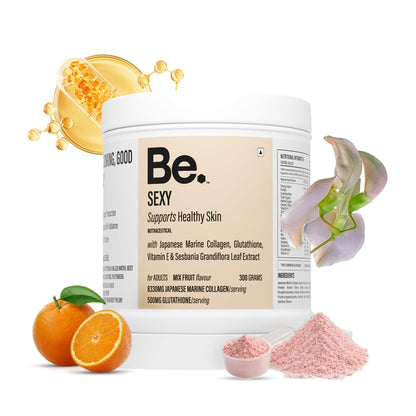 Be. Wellness Japanese Marine Collagen Powder, Mix-Fruit, 300g, Type I & III Peptides, Non-GMO