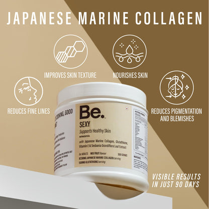 Be. Wellness Japanese Marine Collagen Powder, Mix-Fruit, 300g, Type I & III Peptides, Non-GMO - front view