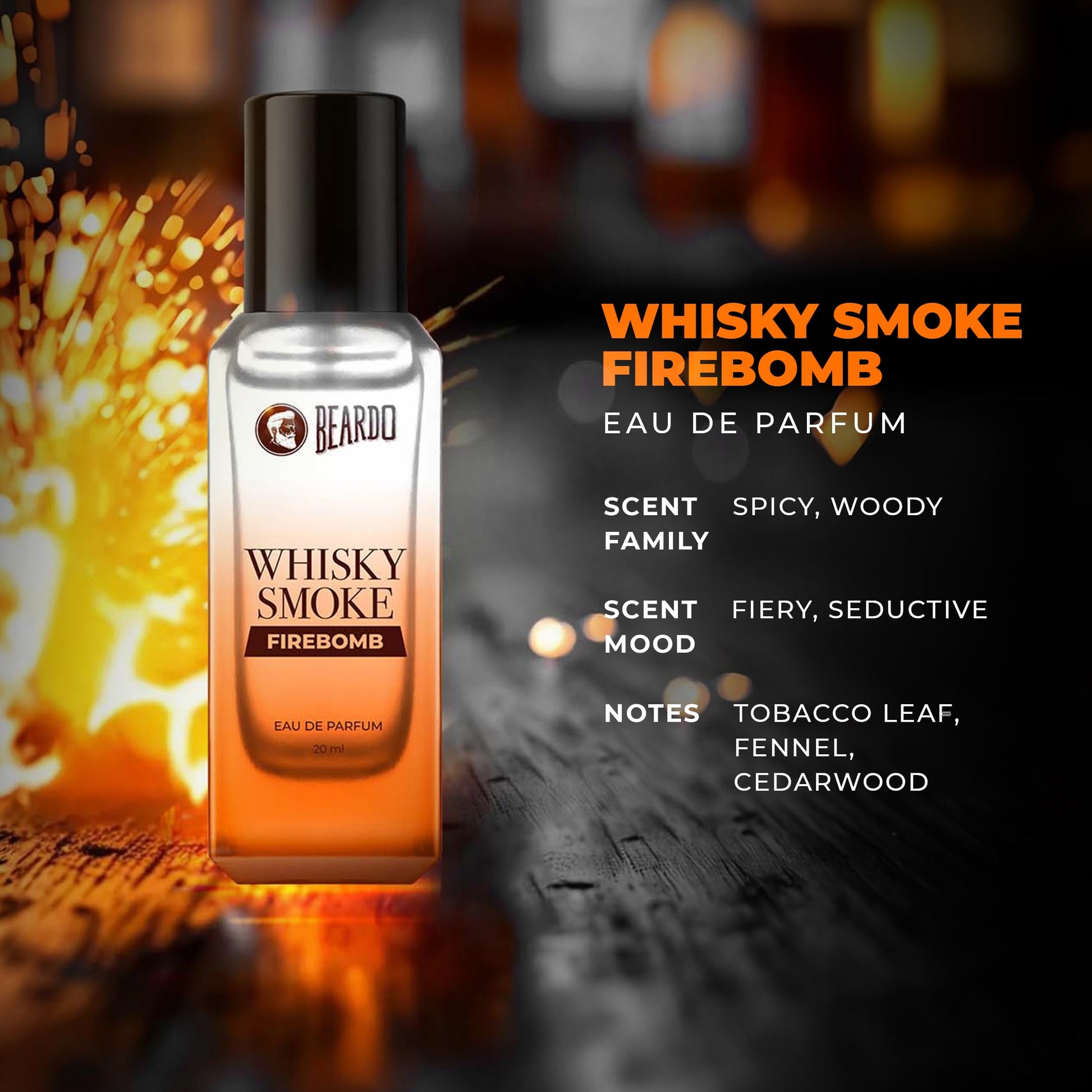 BEARDO AquaFlame Perfume Set for Men, 20ml x 2, Eau de Parfum, Mariner & Whisky Smoke Firebomb - back view