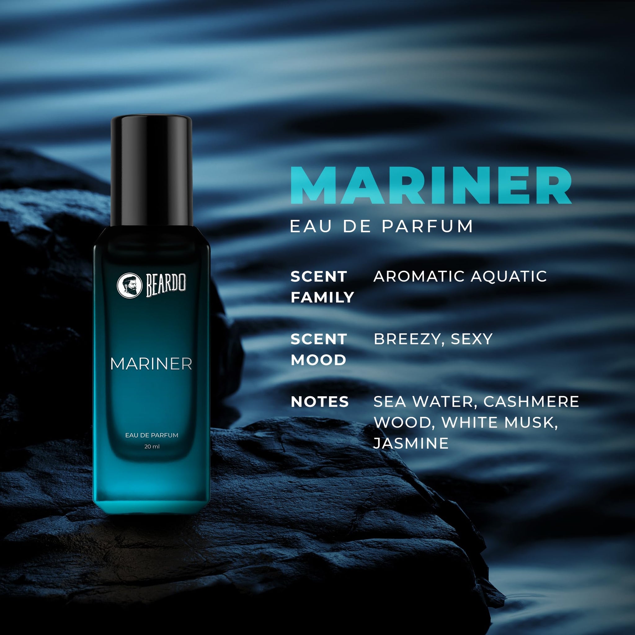 BEARDO AquaFlame Perfume Set for Men, 20ml x 2, Eau de Parfum, Mariner & Whisky Smoke Firebomb - label detail