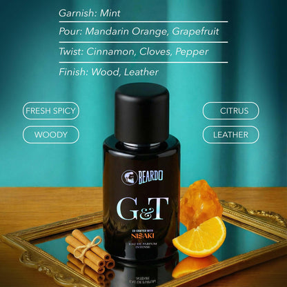 BEARDO G&T Men's Eau de Parfum, Citrus Spicy Woody Fragrance, Pressurized Atomizer - back view