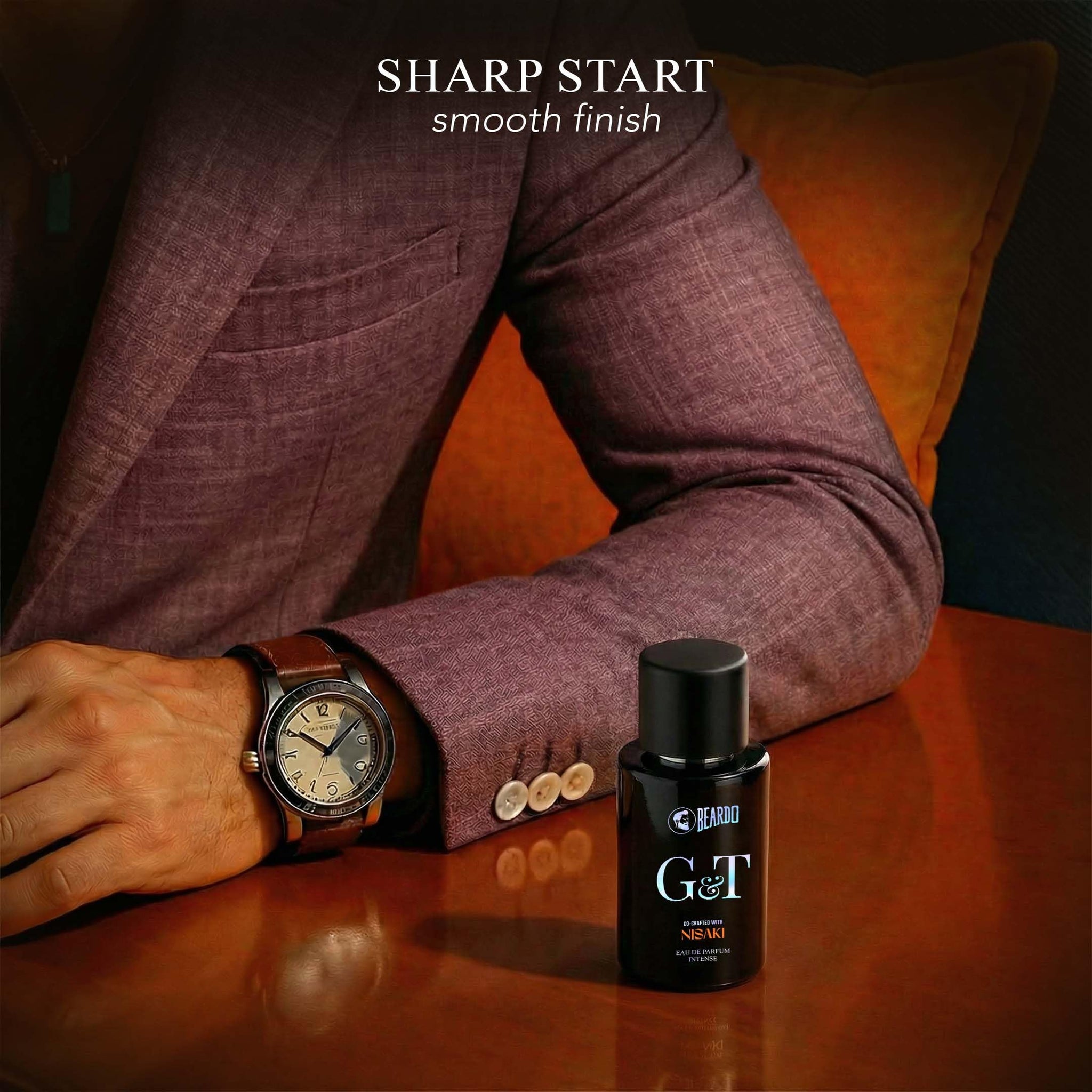 BEARDO G&T Men's Eau de Parfum, Citrus Spicy Woody Fragrance, Pressurized Atomizer - label detail