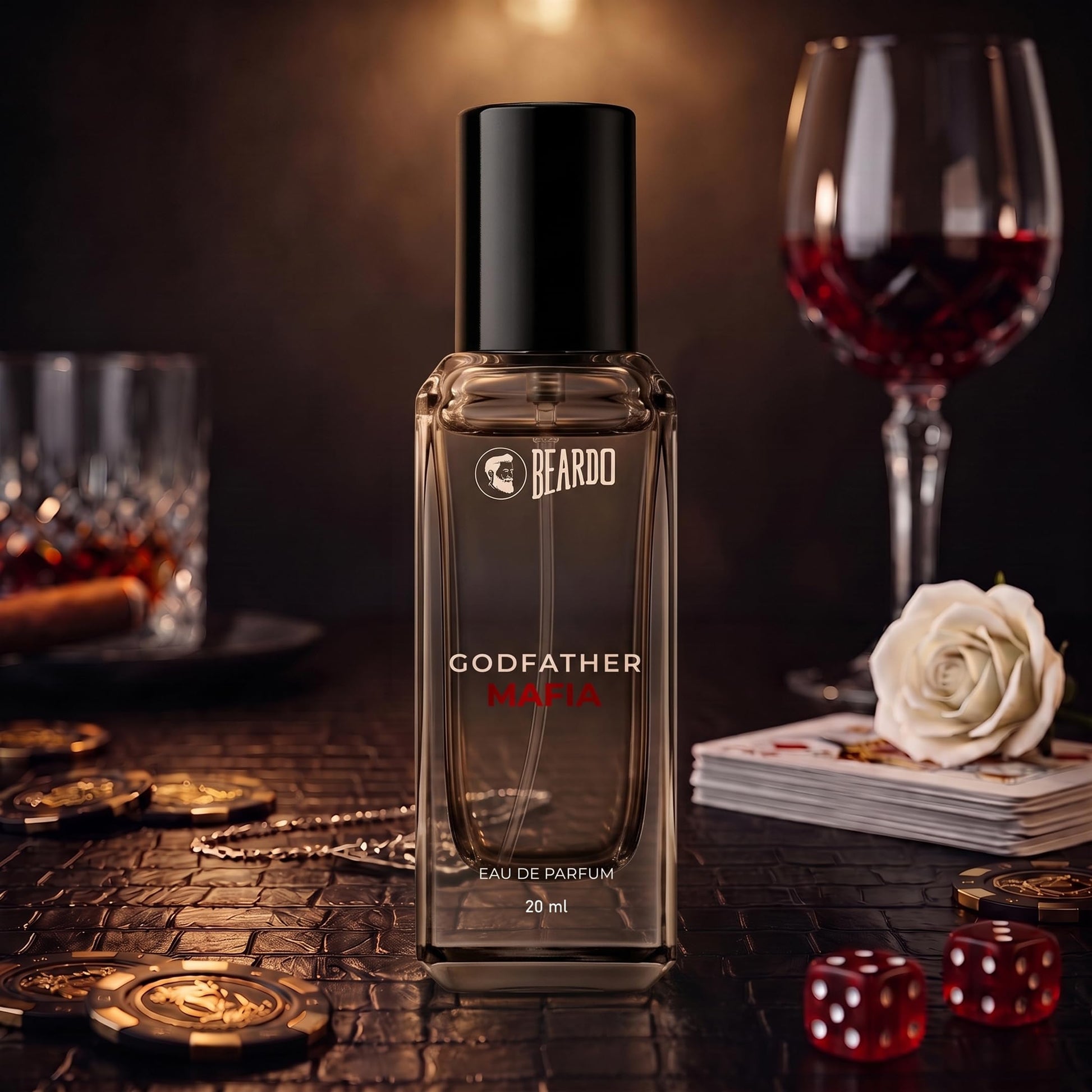 BEARDO Godfather Mafia Eau de Parfum for Men, Fruity Amber Woody Scent - close-up detail