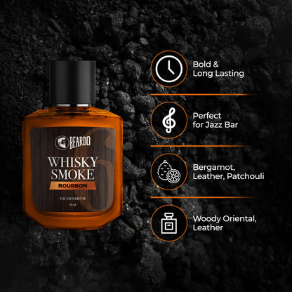 Beardo Whisky Smoke Bourbon Perfume, Eau de Parfum for Men, Oriental Woody Leathery - label detail (14)