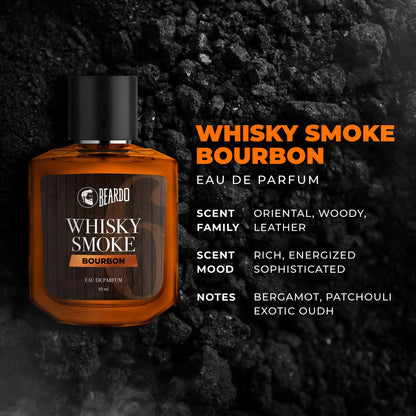 Beardo Whisky Smoke Bourbon Perfume, Eau de Parfum for Men, Oriental Woody Leathery - front view (19)
