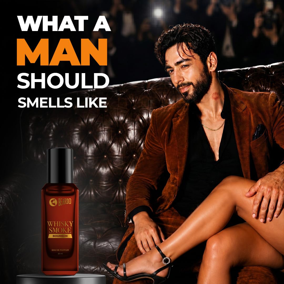 Beardo Whisky Smoke Bourbon Perfume, Eau de Parfum for Men, Oriental Woody Leathery - front view
