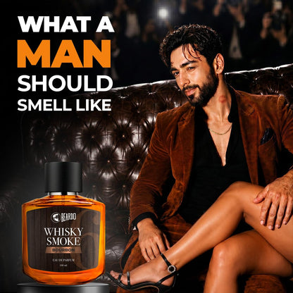 Beardo Whisky Smoke Bourbon Perfume, Eau de Parfum for Men, Oriental Woody Leathery - front view (28)