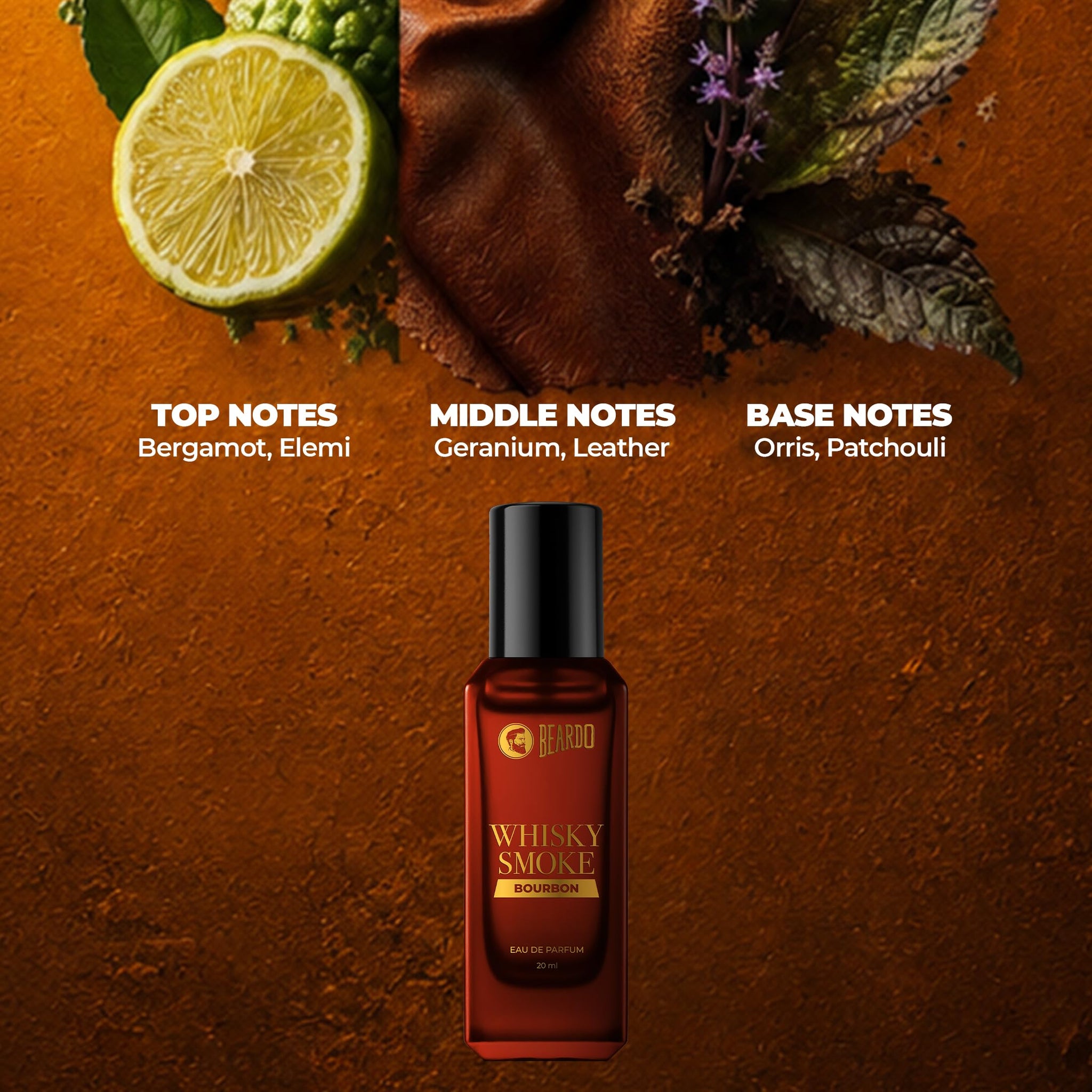 Beardo Whisky Smoke Bourbon Perfume, Eau de Parfum for Men, Oriental Woody Leathery - back view