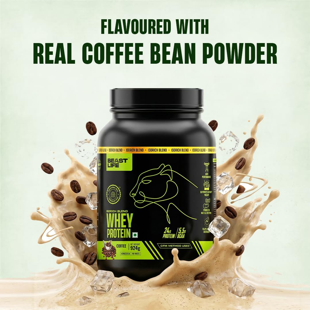 BEASTLIFE Isorich Whey Protein Isolate Powder, 924g, Adult Whey Protein Supplement - front view