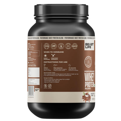 BEASTLIFE Performance Yeast Whey Protein Blend, 34g Protein, 5.7g BCAA, 1Kg, Adult Formula - size and scale (18)