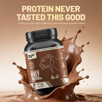 BEASTLIFE Performance Yeast Whey Protein Blend, 34g Protein, 5.7g BCAA, 1Kg, Adult Formula - ingredients panel
