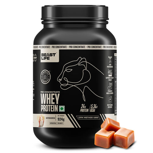 BEASTLIFE Pro 100% Whey Protein Powder, 924g 28 Servings, 24g Protein 5.3g BCAA, with Digestive Enzymes
