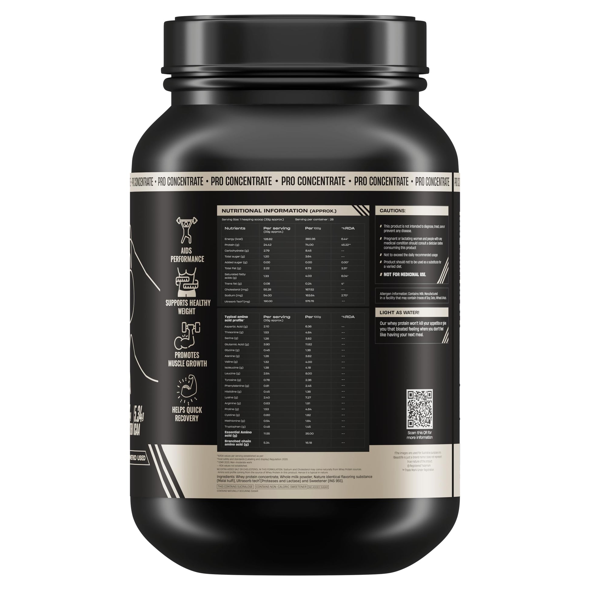 BEASTLIFE Pro 100% Whey Protein Powder, 924g 28 Servings, 24g Protein 5.3g BCAA, with Digestive Enzymes - in use (26)