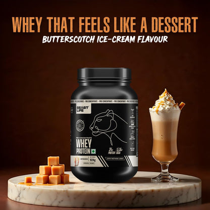 BEASTLIFE Pro 100% Whey Protein Powder, 924g 28 Servings, 24g Protein 5.3g BCAA, with Digestive Enzymes - back view