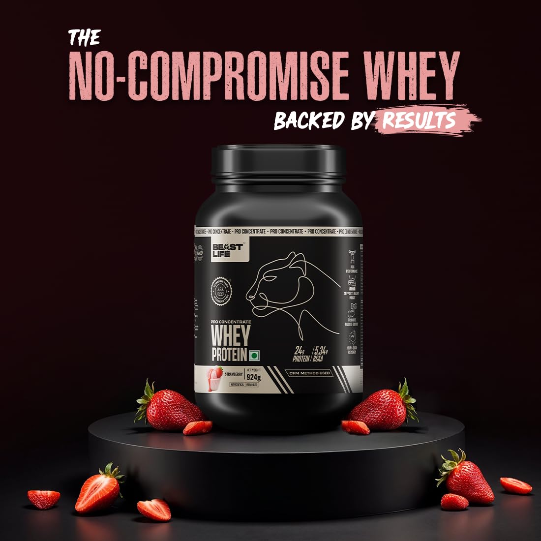 BEASTLIFE Pro 100% Whey Protein Powder, 924g 28 Servings, 24g Protein 5.3g BCAA, with Digestive Enzymes - packaging (31)