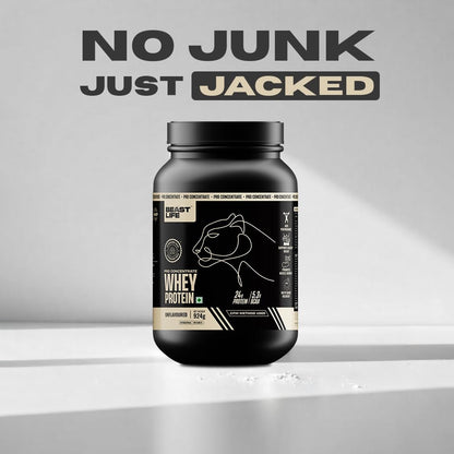 BEASTLIFE Pro 100% Whey Protein Powder, 924g 28 Servings, 24g Protein 5.3g BCAA, with Digestive Enzymes - front view (37)