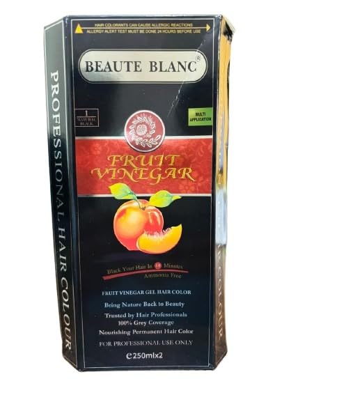 BEAUTE BLANC Fruit Vinegar Gel Hair Color - Natural Black Hair Dye, Semi-Permanent, 500ml (2-Pack) - front view