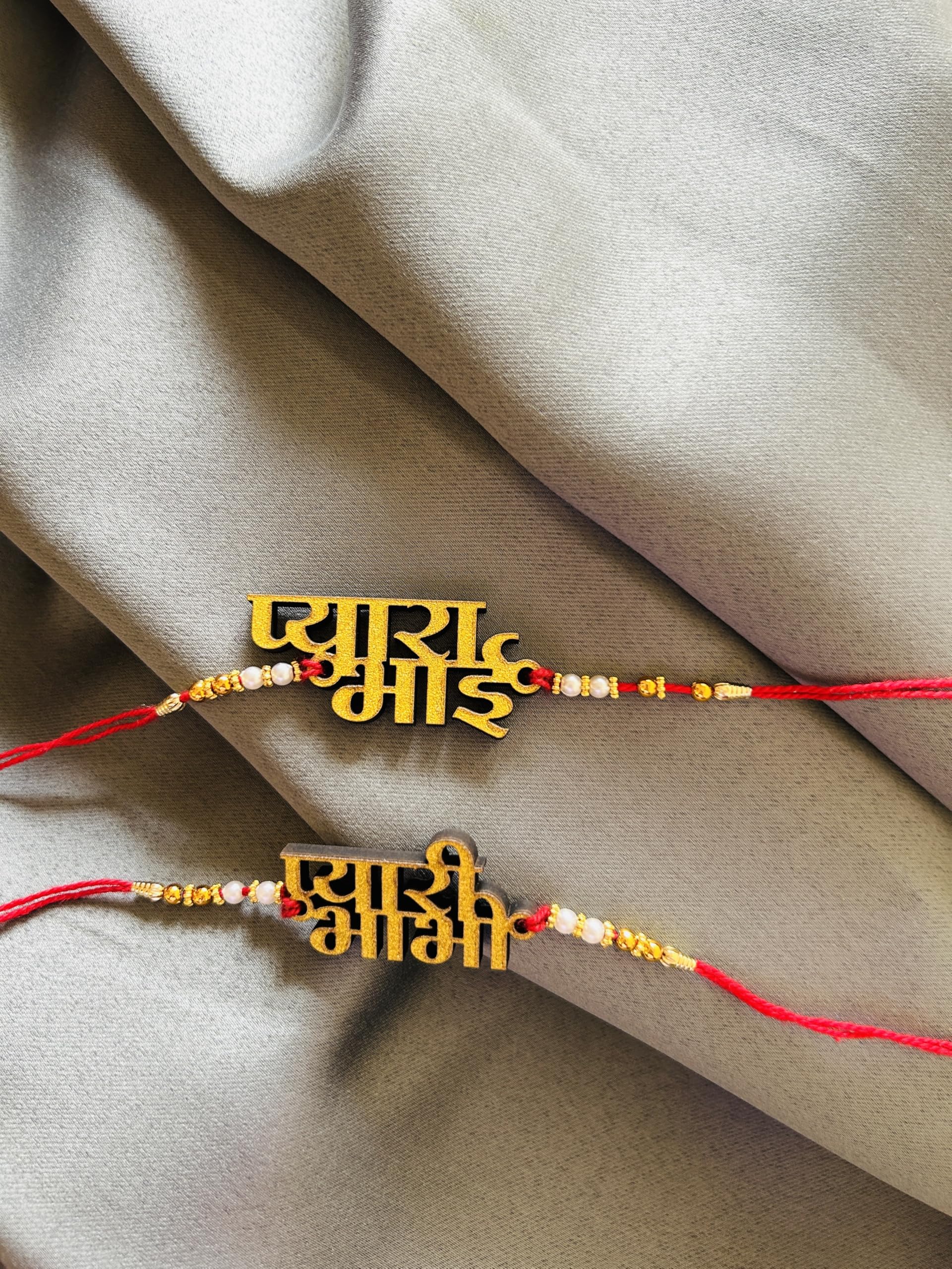 BEAUTIFULL Pyara Bhai aur Pyari Bhabhi Rakhi Set, Red Thread - packaging