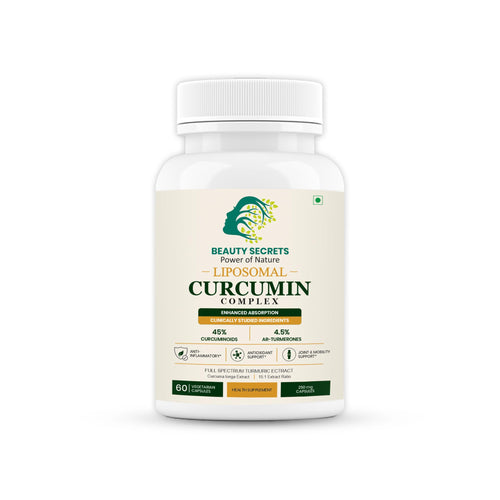 Beauty Secrets Liposomal Curcumin Supplement, 60 Veg Capsules, 45% Curcuminoids, 4.5% Ar-Turmerones