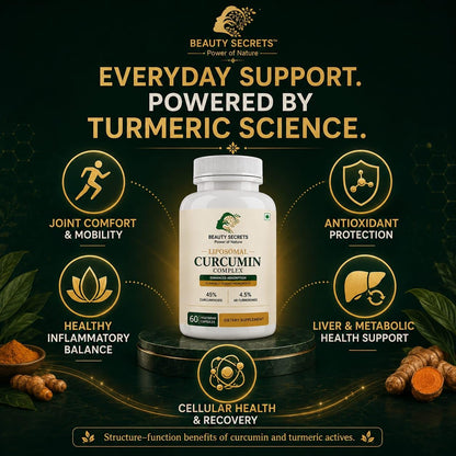 Beauty Secrets Liposomal Curcumin Supplement, 60 Veg Capsules, 45% Curcuminoids, 4.5% Ar-Turmerones - label detail