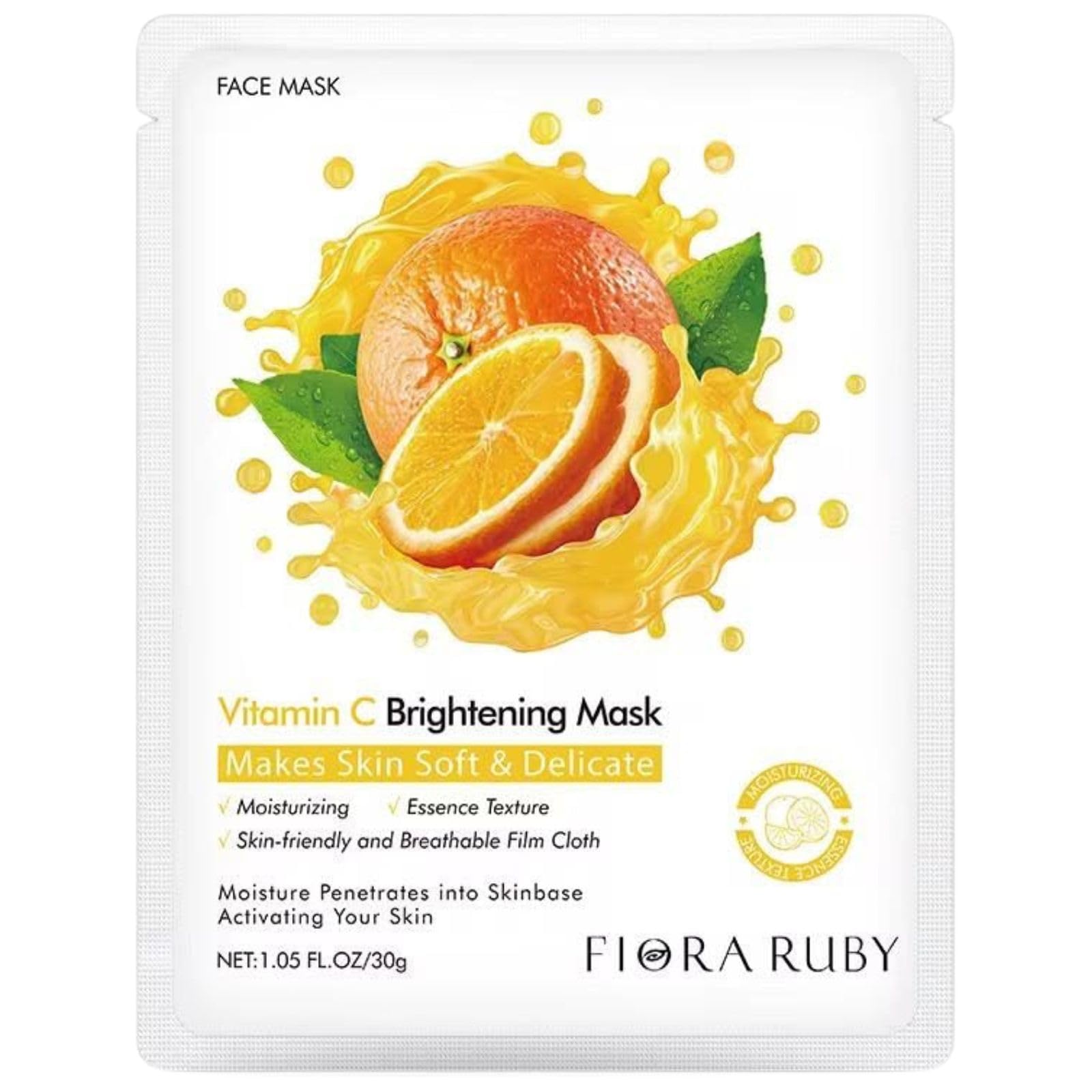 Beauty with Leevs Vitamin C Face Mask Sheet, Hydrating Facial Mask, 1 Count